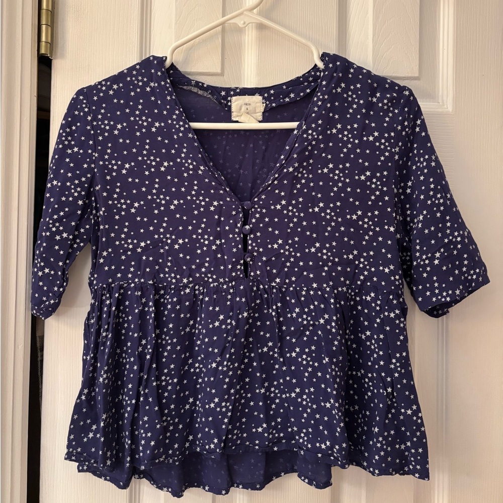 Urban Outfitters Blue Star Print Blouse